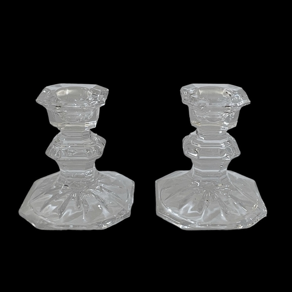 MIKASA Edinburgh Candlesticks Set of 2 Taper Candleholders Crystal Candleholders - Picture 1 of 6